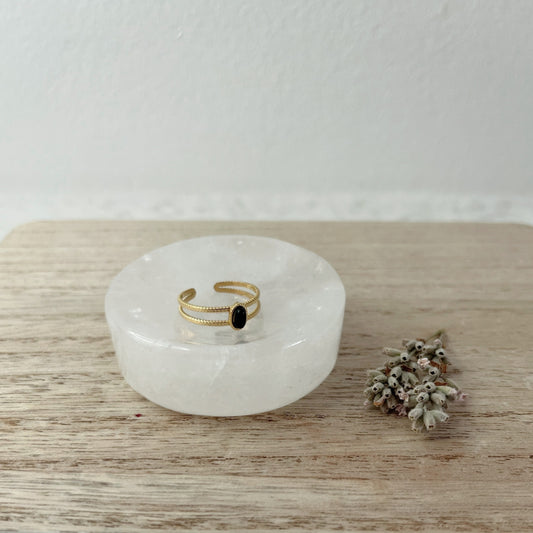 Onyx Ring - Edelstahl 14k gold plattiert