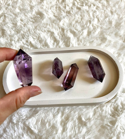 Klare dunkle Amethyst Doppelender - AAA Qualitt