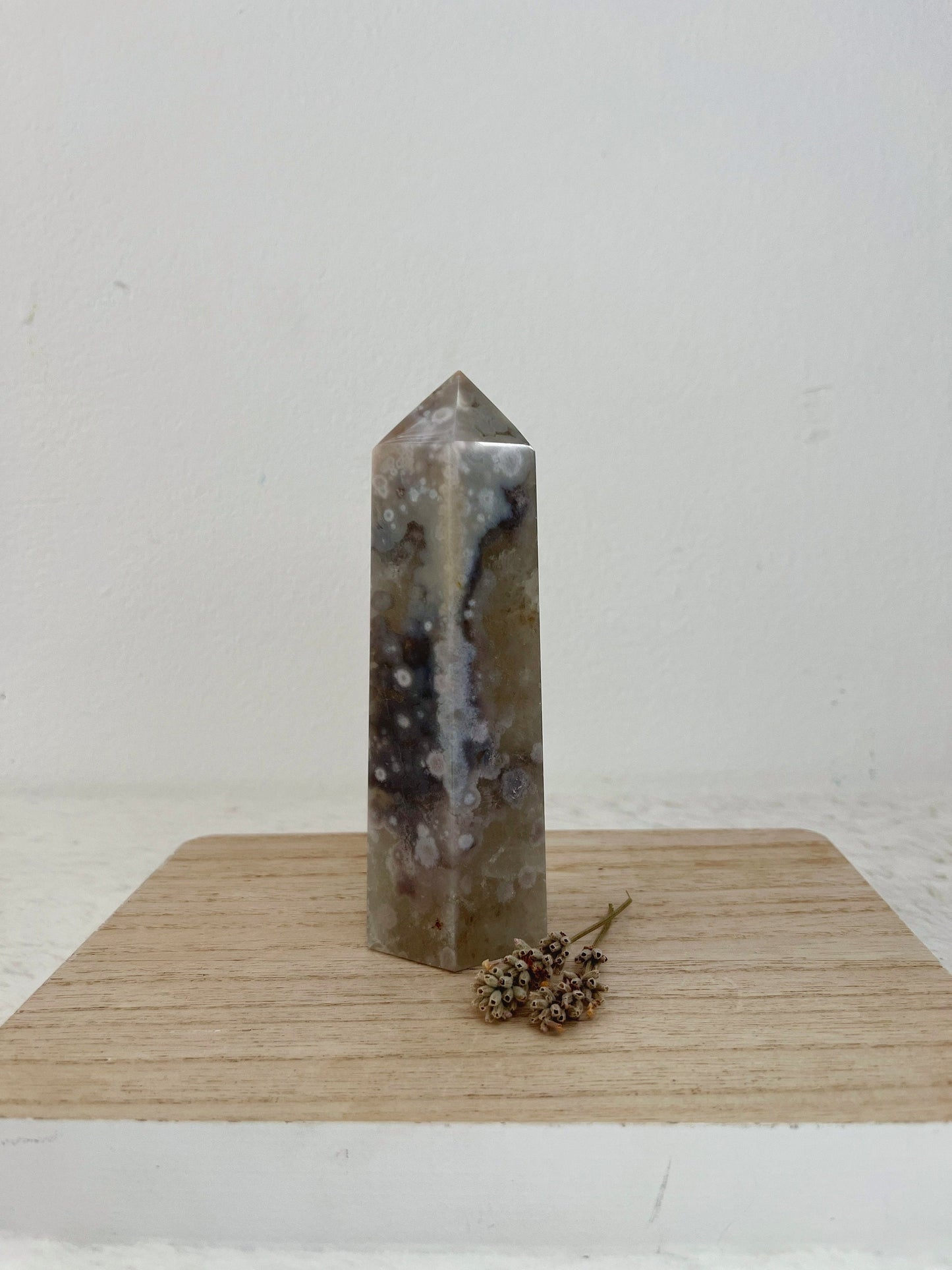 Seltener Blumenachat x Prasiolith Turm - Grnquarz - Grner Amethyst