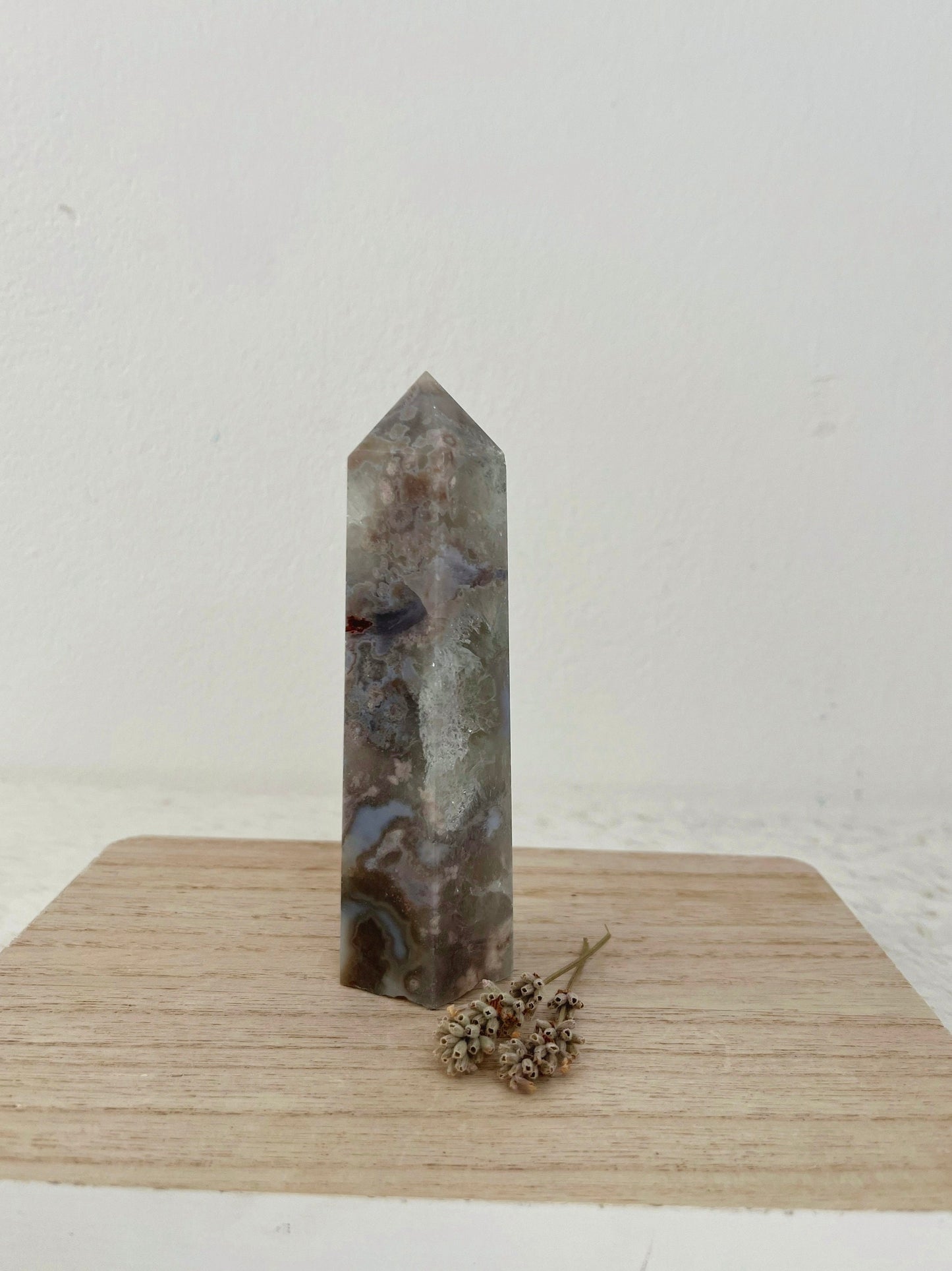 Seltener Blumenachat x Prasiolith Turm - Grnquarz - Grner Amethyst